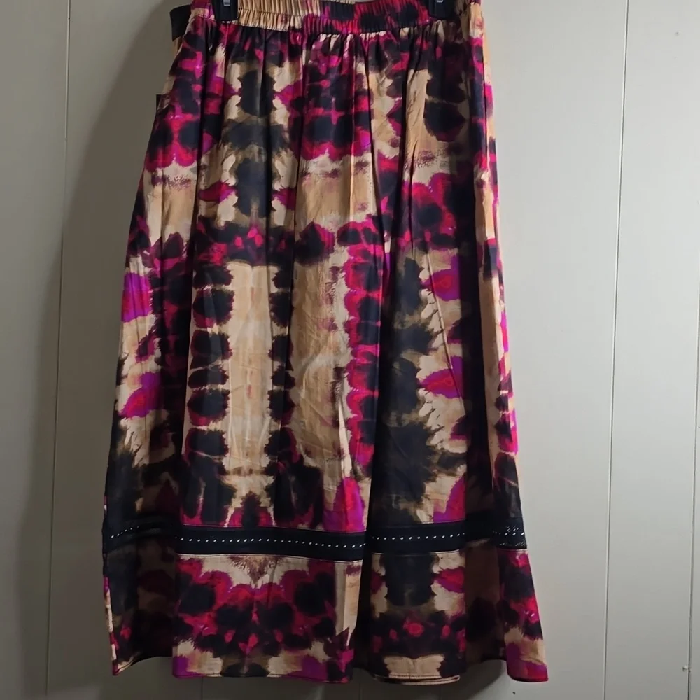 DKNY Women's Leaf Print A-Line Skirt Large - Picture 14 of 16